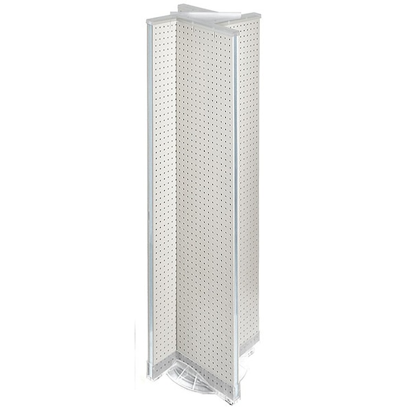 Pinwheel Pegboard Floor Display on Revolving Base. Spinner Rack Stand